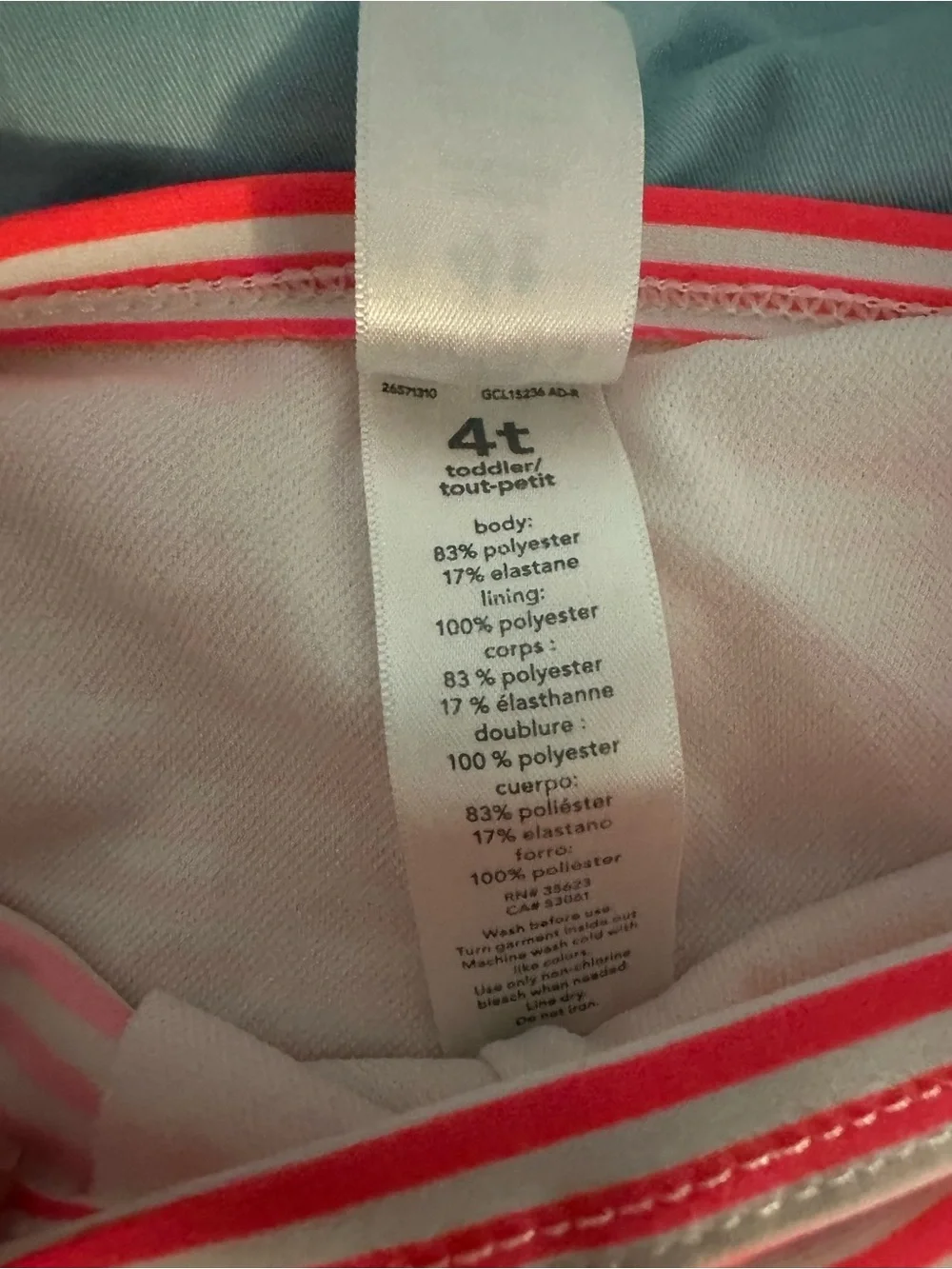 Carter Girls Swim bottom Size 4T Striped Pink and White Swim Shorts
